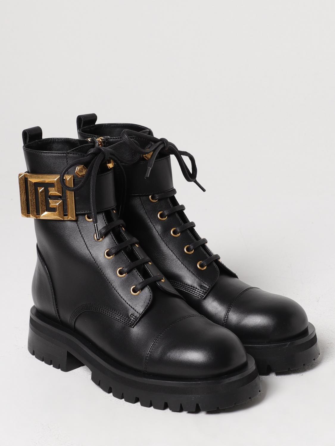 Balmain Outlet: Shoes woman Black Balmain flat ankle boot