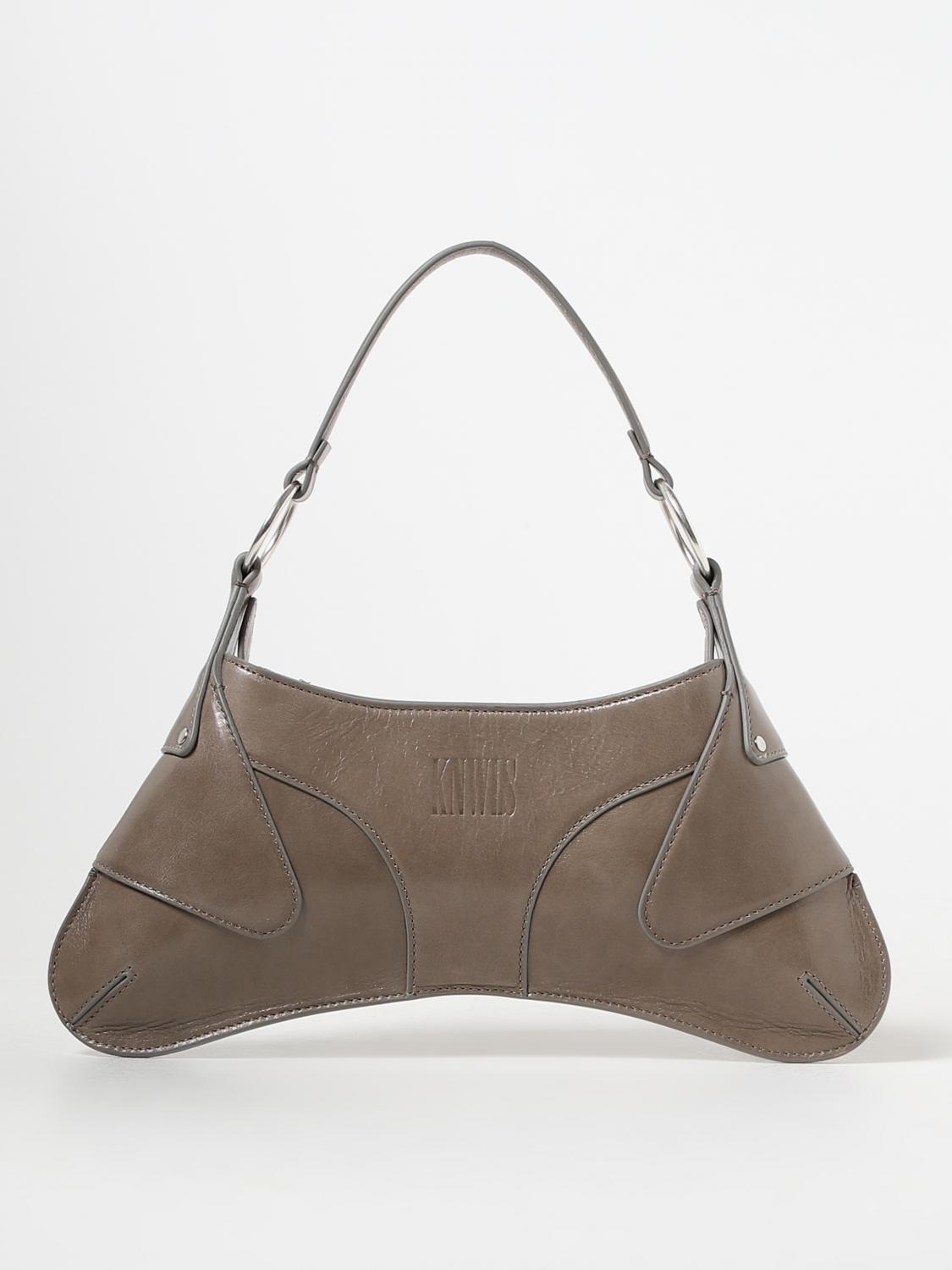 KNWLS BORSA A SPALLA: Borsa Razr KNWLS in pelle invecchiata, Grigio - Img 1