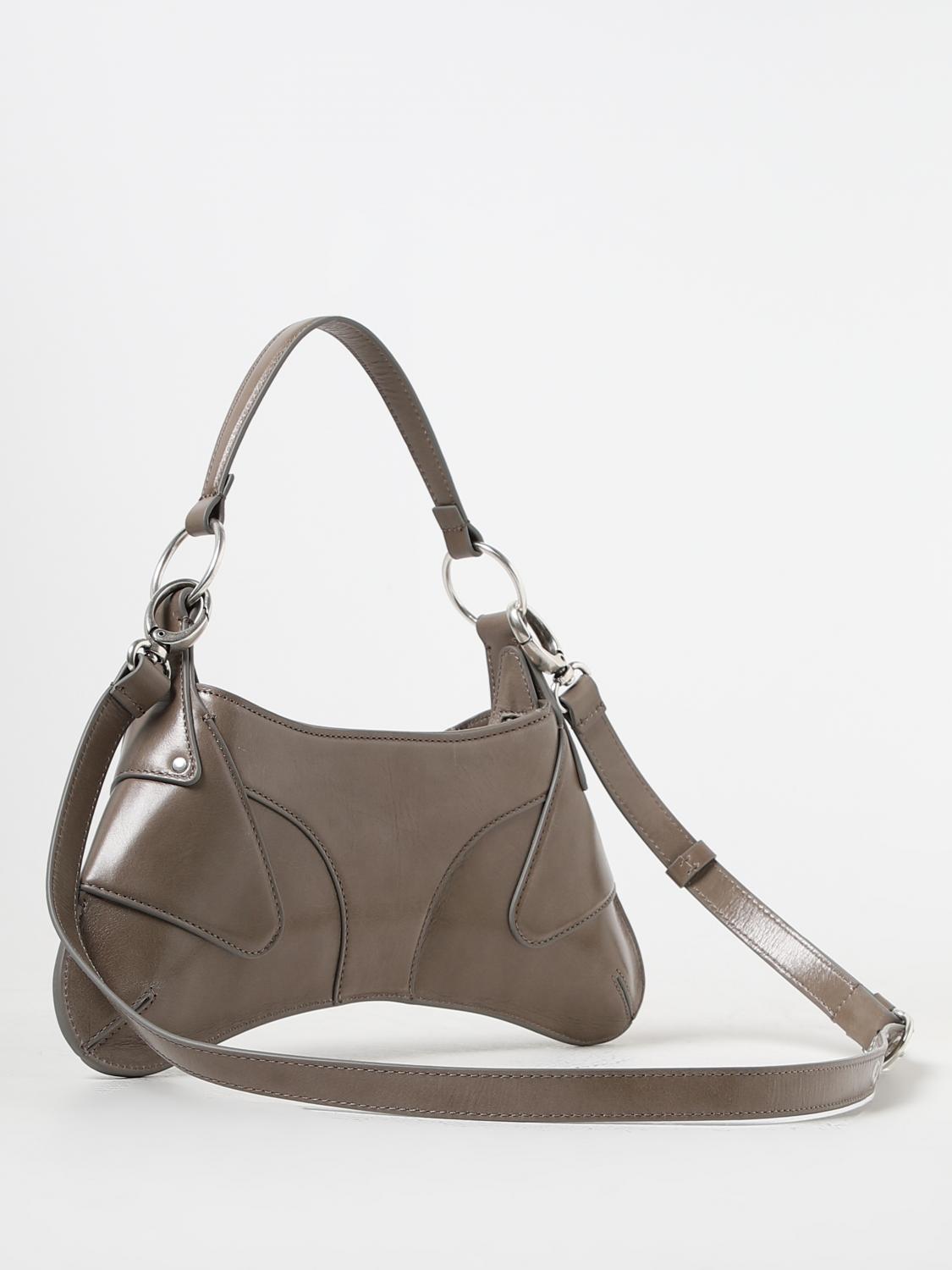 KNWLS BORSA A SPALLA: Borsa Razr KNWLS in pelle invecchiata, Grigio - Img 2