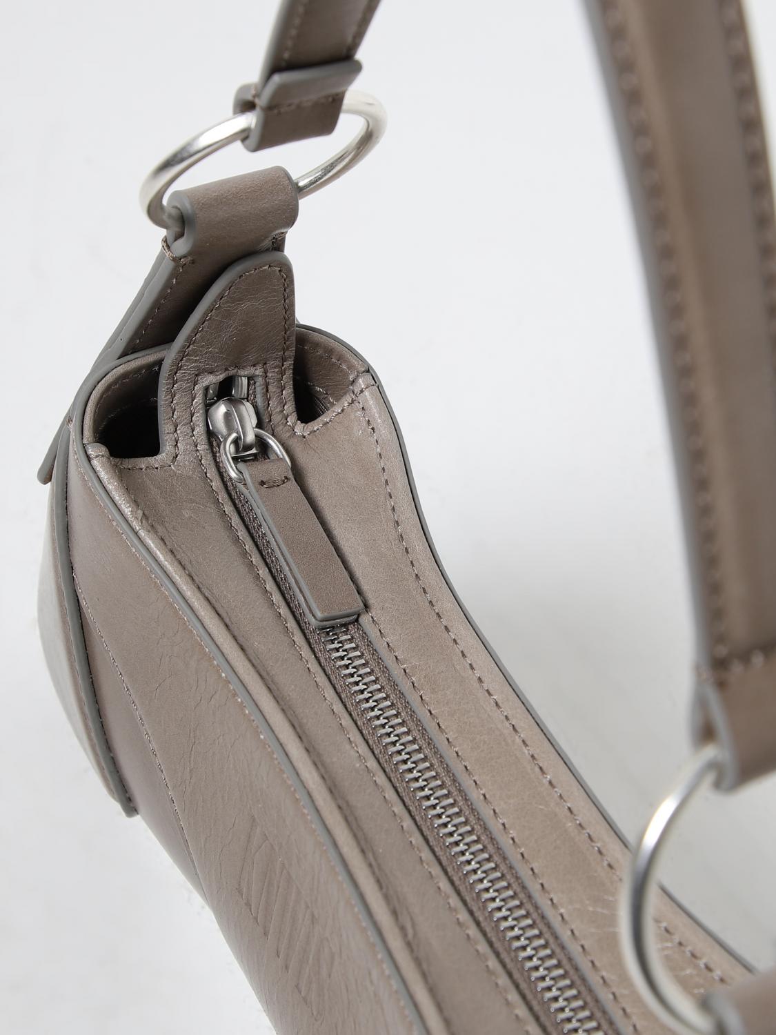 KNWLS BORSA A SPALLA: Borsa Razr KNWLS in pelle invecchiata, Grigio - Img 3