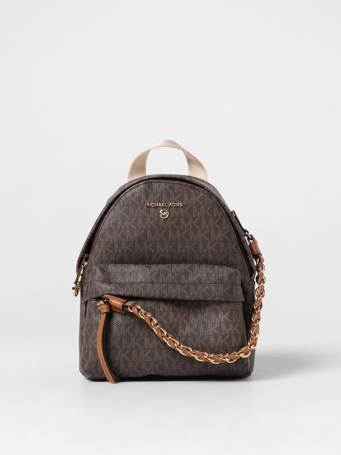 MICHAEL KORS ZAINO: Zaino Michael Kors in cotone spalmato con monogram all over, Marrone - Img 1
