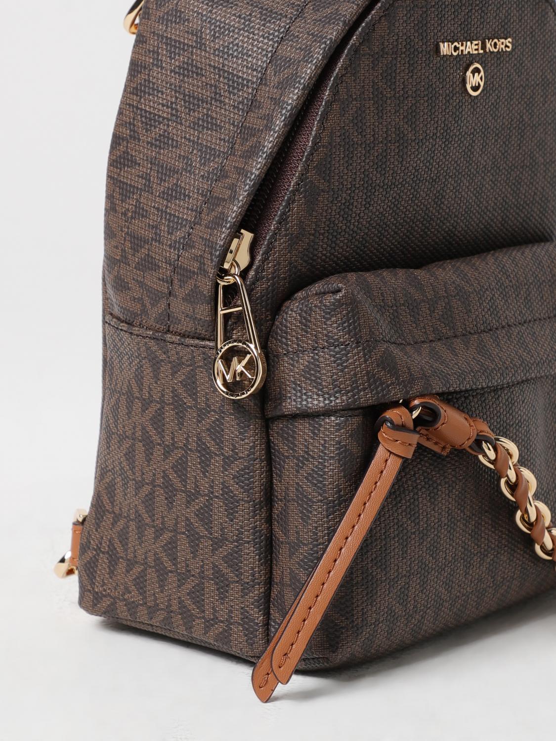 MICHAEL KORS ZAINO: Zaino Michael Kors in cotone spalmato con monogram all over, Marrone - Img 3