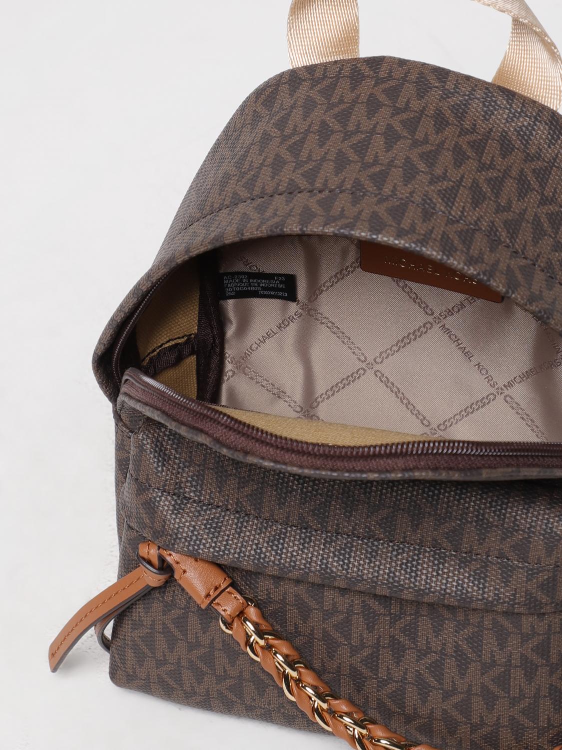 MICHAEL KORS ZAINO: Zaino Michael Kors in cotone spalmato con monogram all over, Marrone - Img 4