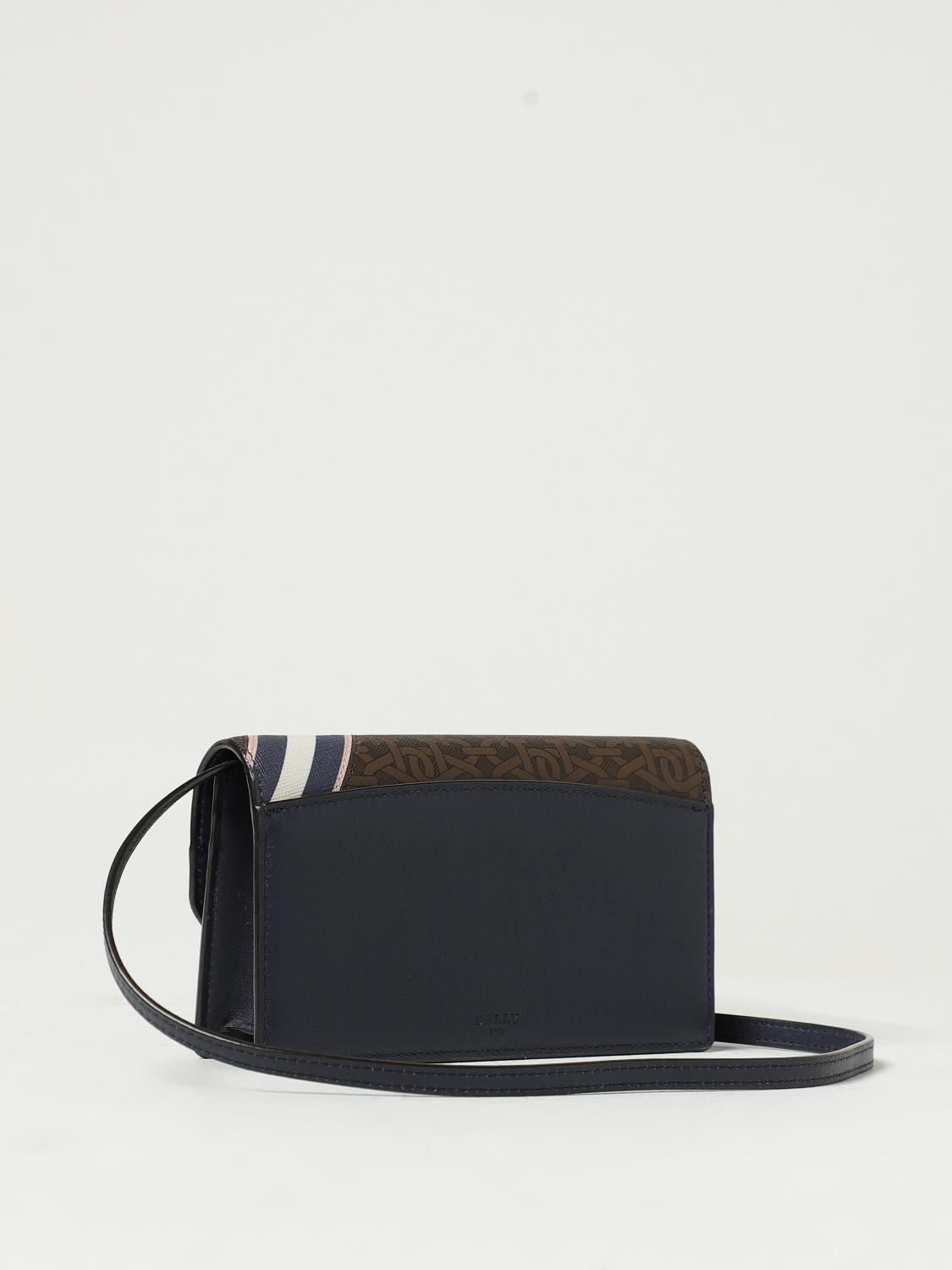 BALLY MINI BAG: Bally Beylor wallet bag in leather and coated cotton with all-over monogram, Brown - Img 2