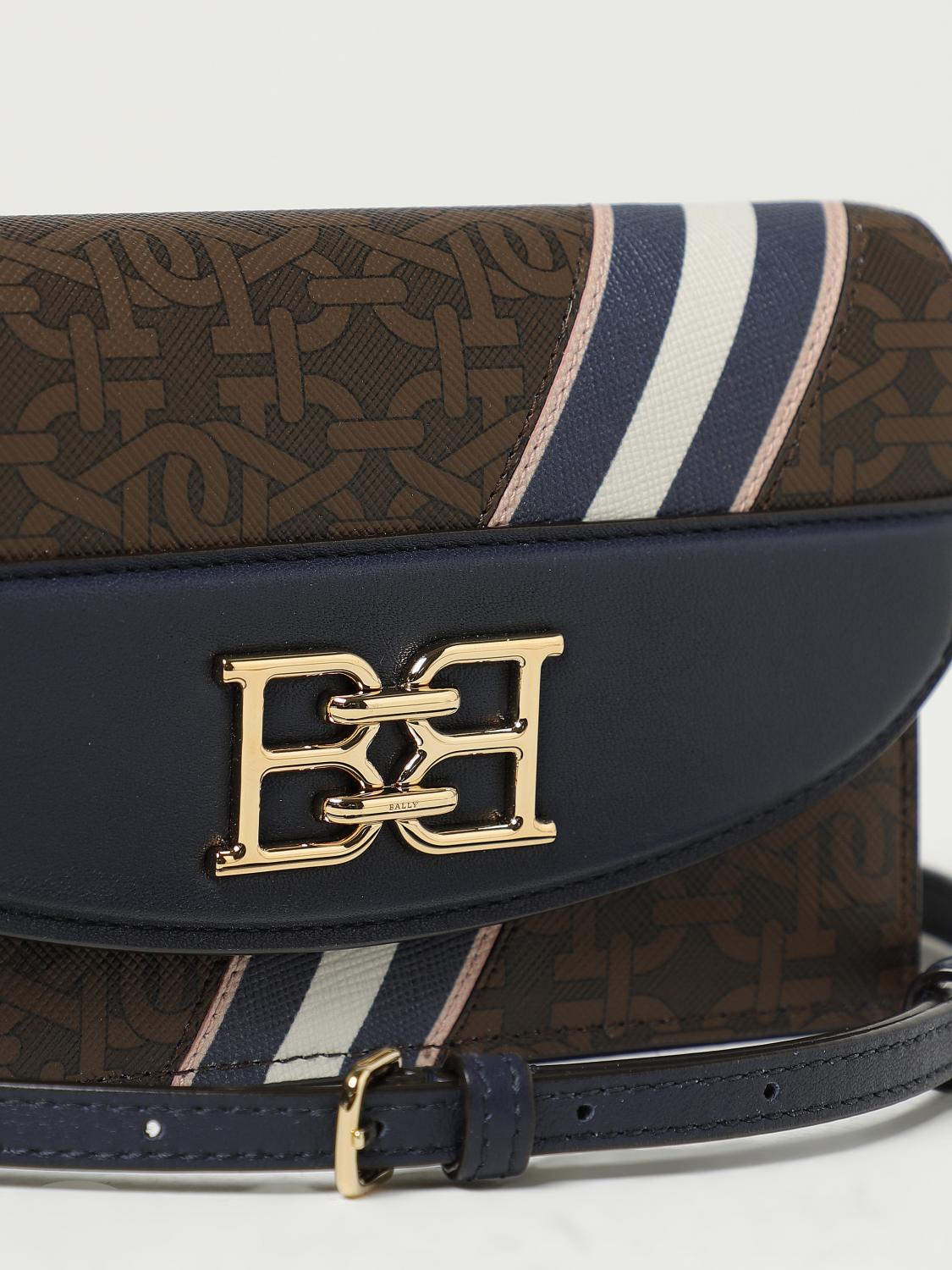 BALLY MINI BAG: Bally Beylor wallet bag in leather and coated cotton with all-over monogram, Brown - Img 3