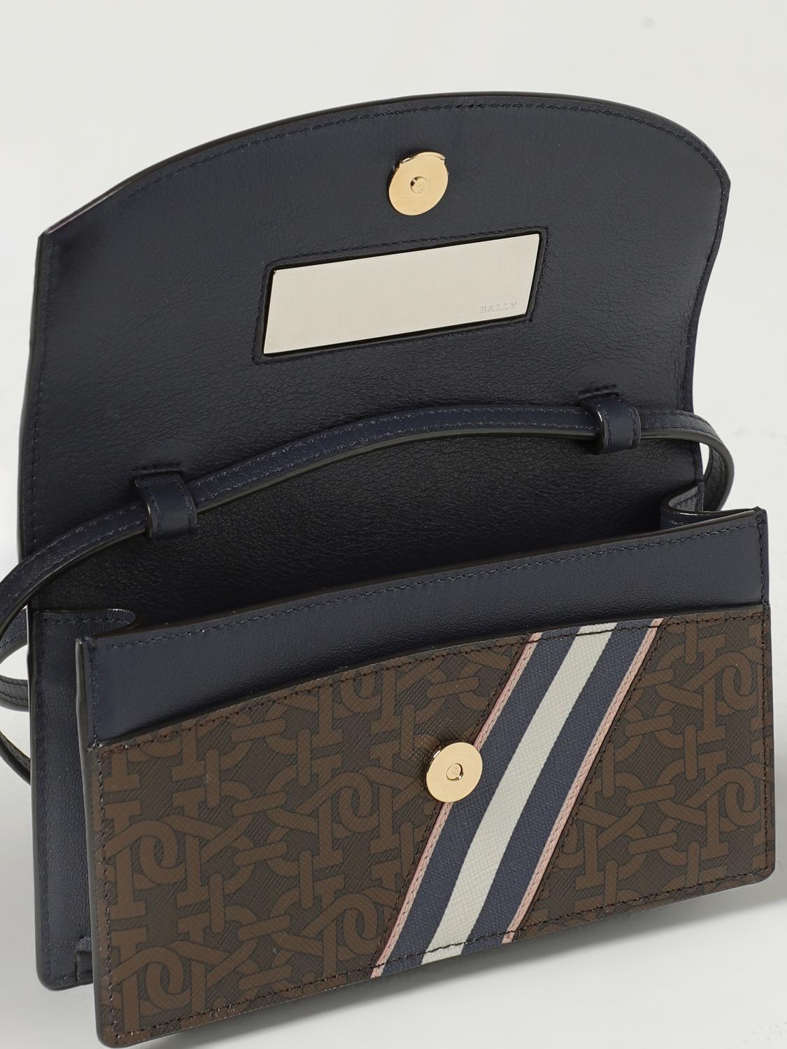 BALLY MINI BAG: Bally Beylor wallet bag in leather and coated cotton with all-over monogram, Brown - Img 4