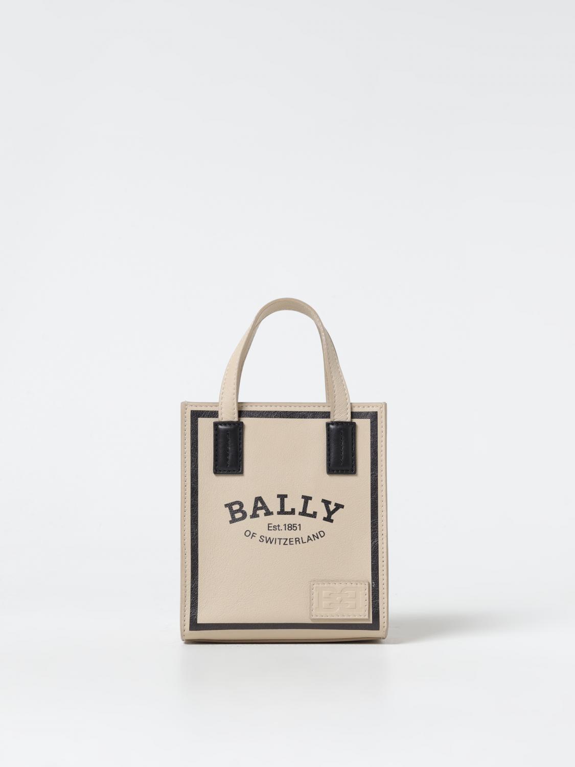 BALLY BORSA MINI: Borsa Bally in pelle con stampa logo , Avorio - Img 1