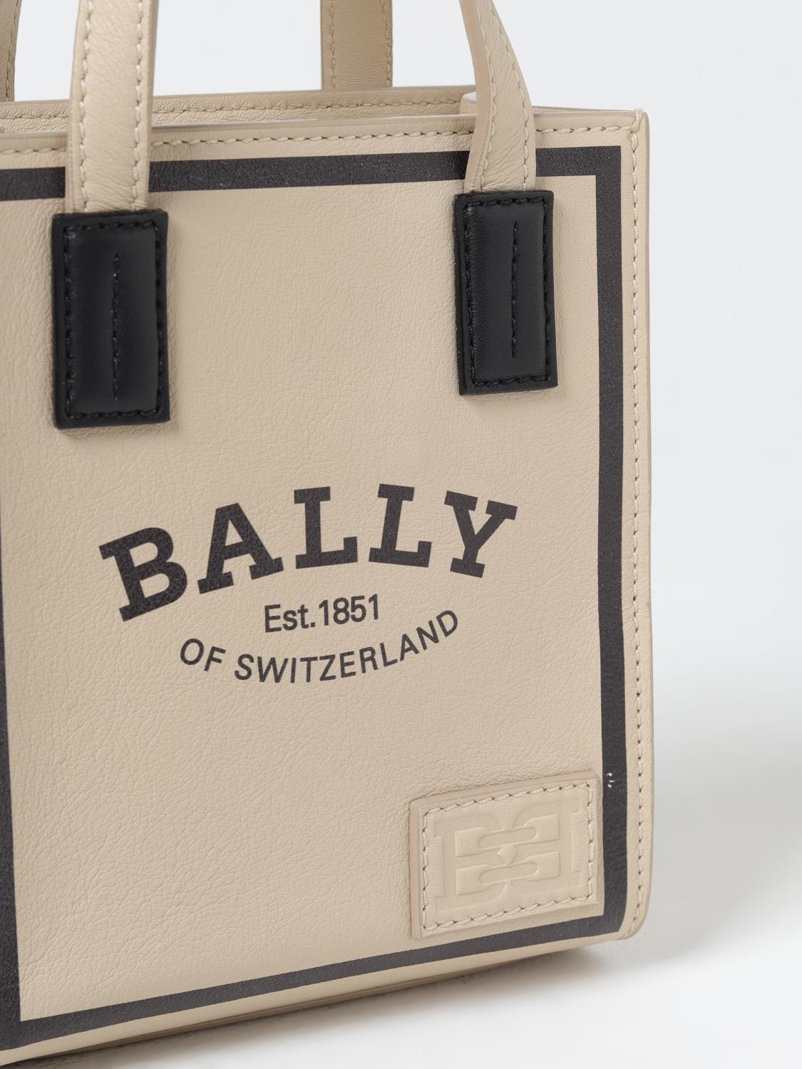 BALLY BORSA MINI: Borsa Bally in pelle con stampa logo , Avorio - Img 3