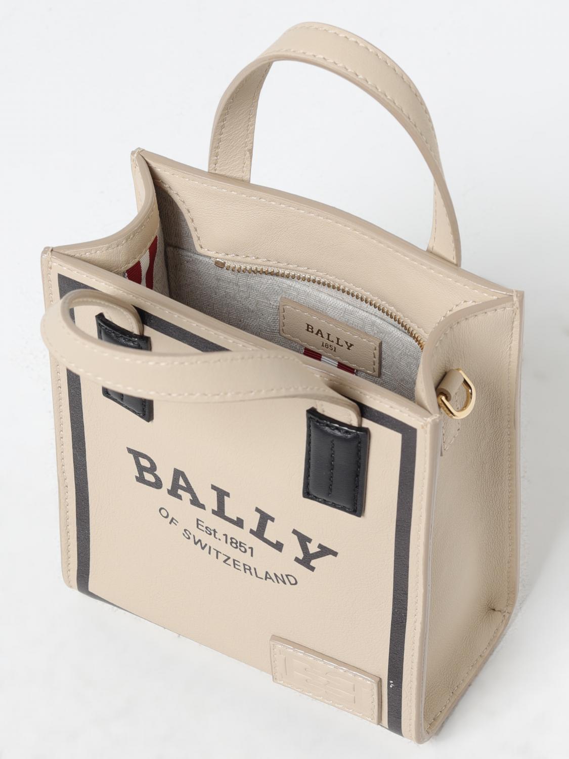BALLY BORSA MINI: Borsa Bally in pelle con stampa logo , Avorio - Img 4