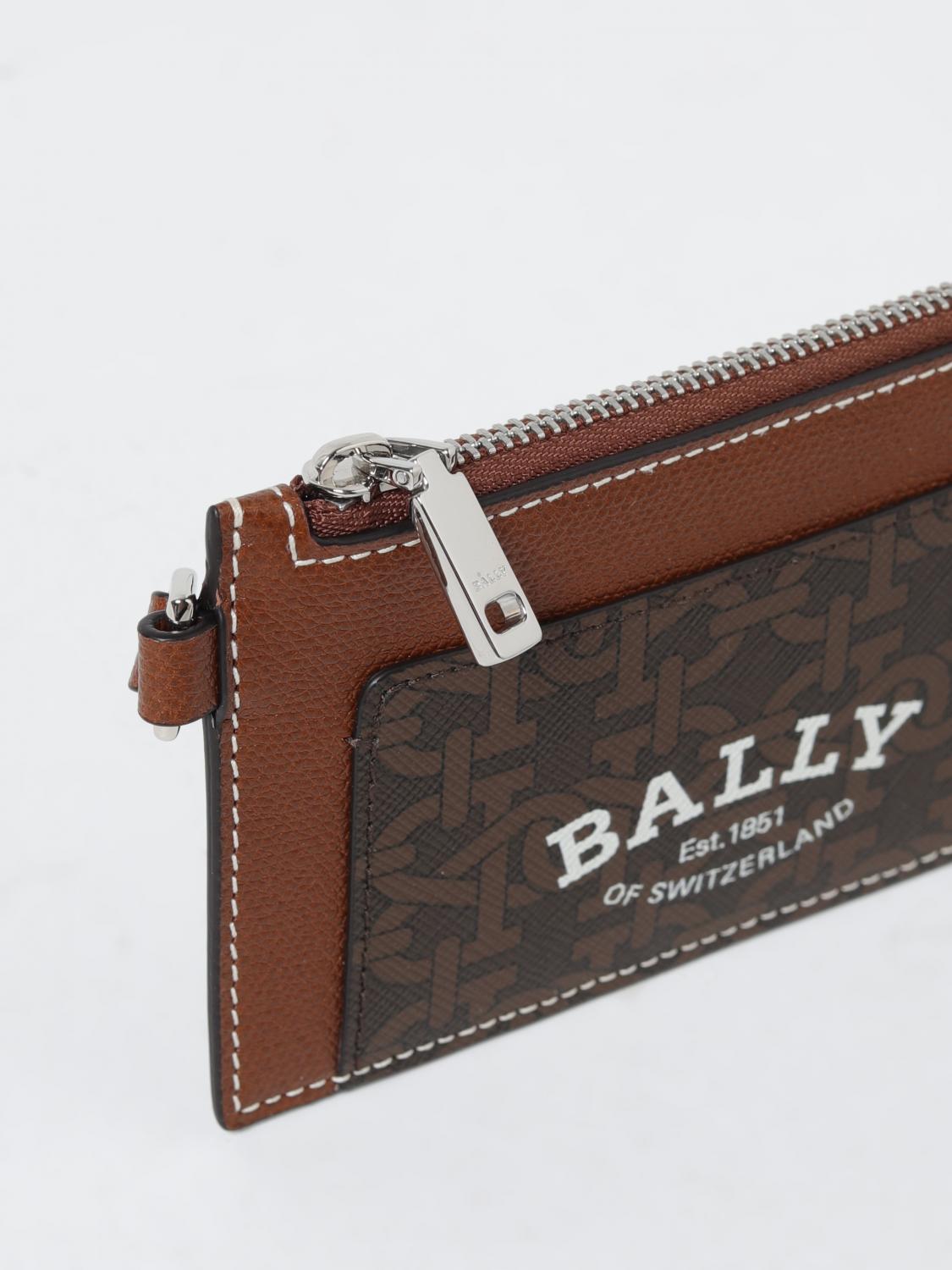 Bally credit card holder in grained leather - Brown | BABEELTML