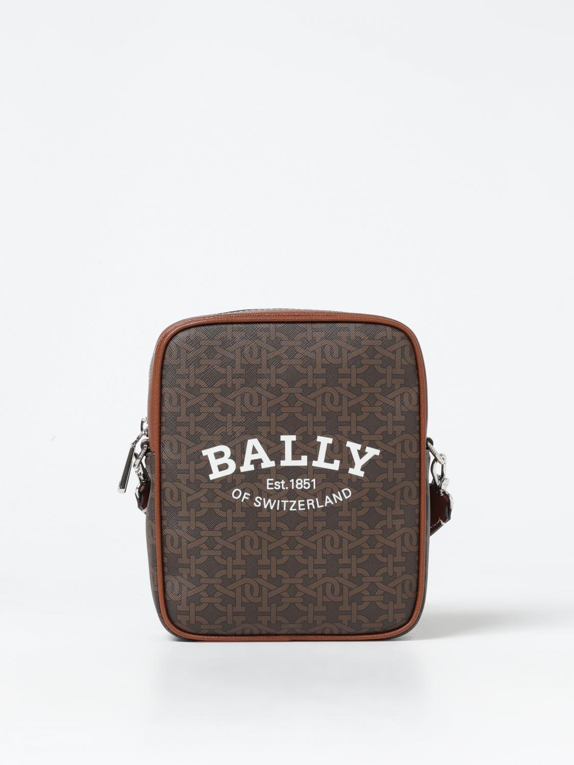 BALLY SHOULDER BAG: Bally Bhenn bag in saffiano leather with all-over monogram, Brown - Img 1