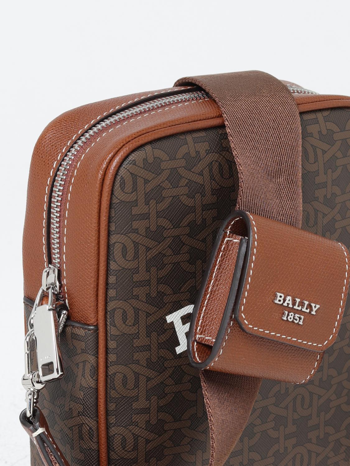 BALLY SHOULDER BAG: Bally Bhenn bag in saffiano leather with all-over monogram, Brown - Img 3