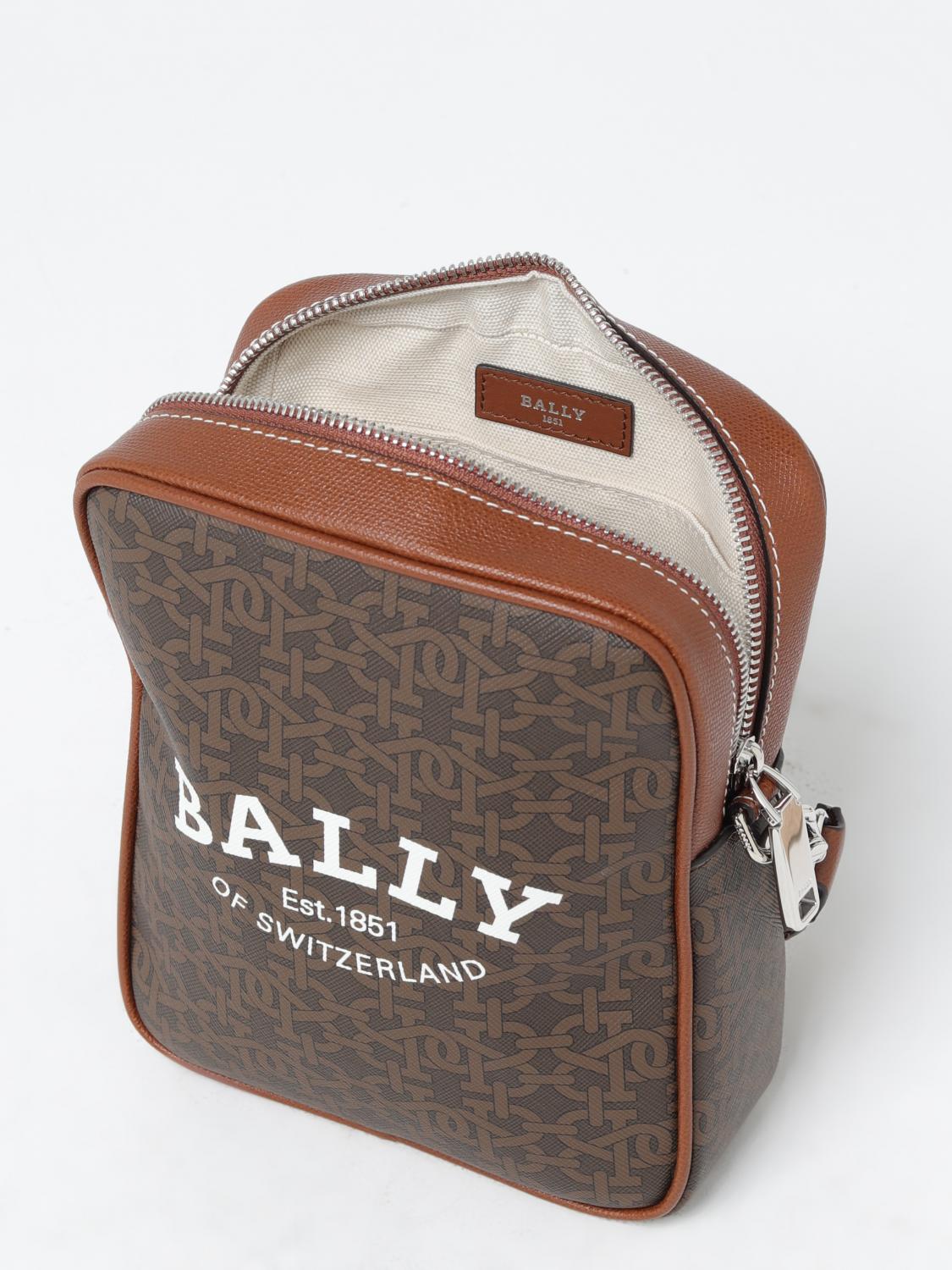 BALLY SHOULDER BAG: Bally Bhenn bag in saffiano leather with all-over monogram, Brown - Img 4