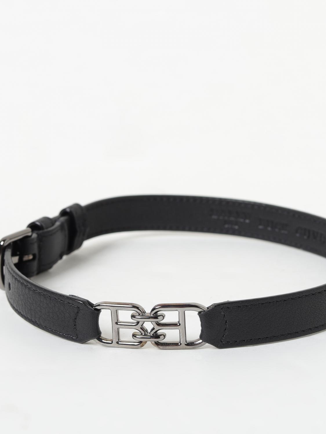 BALLY JEWEL: Bally Buck leather bracelet with monogram, Black - Img 2