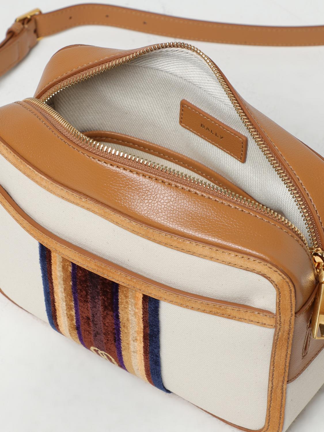 BALLY BORSA A TRACOLLA: Borsa Gare Bally in canvas e pelle, Bianco - Img 4