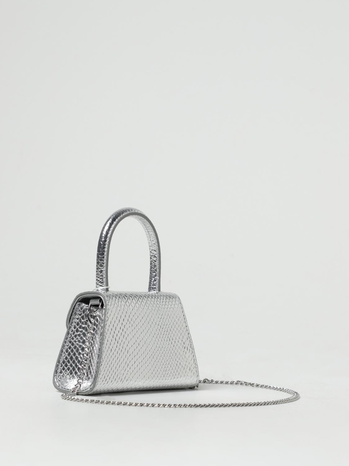 SELF-PORTRAIT BORSA MINI: Borsa Bow Self-Portrait in pelle stampa pitone, Argento - Img 2