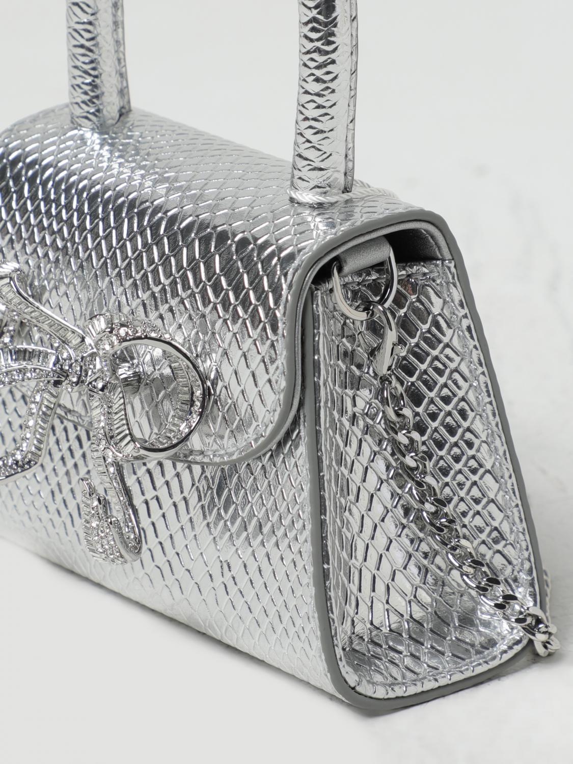 SELF-PORTRAIT BORSA MINI: Borsa Bow Self-Portrait in pelle stampa pitone, Argento - Img 3