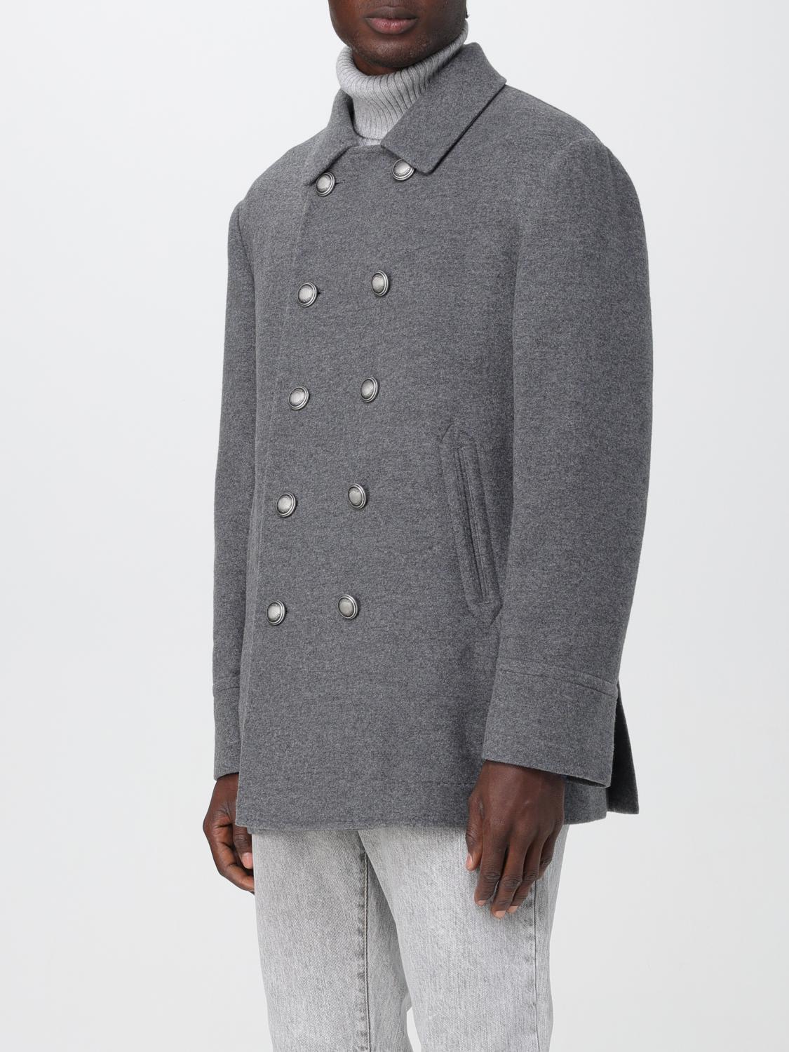 BRUNELLO CUCINELLI グレー ダブルブレストピーコート Brunello Cucinelli Coat men - Grey | MT4977008D | GIGLIO.COM