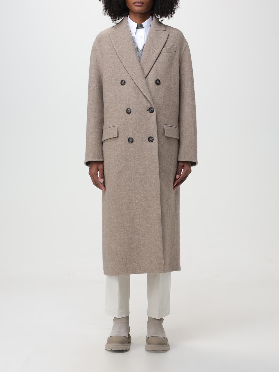コート BRUNELLO CUCINELLI Women Coats MD5589738 BROWN Trench coat with monili for Woman in Cocoa | Brunello Cucinelli