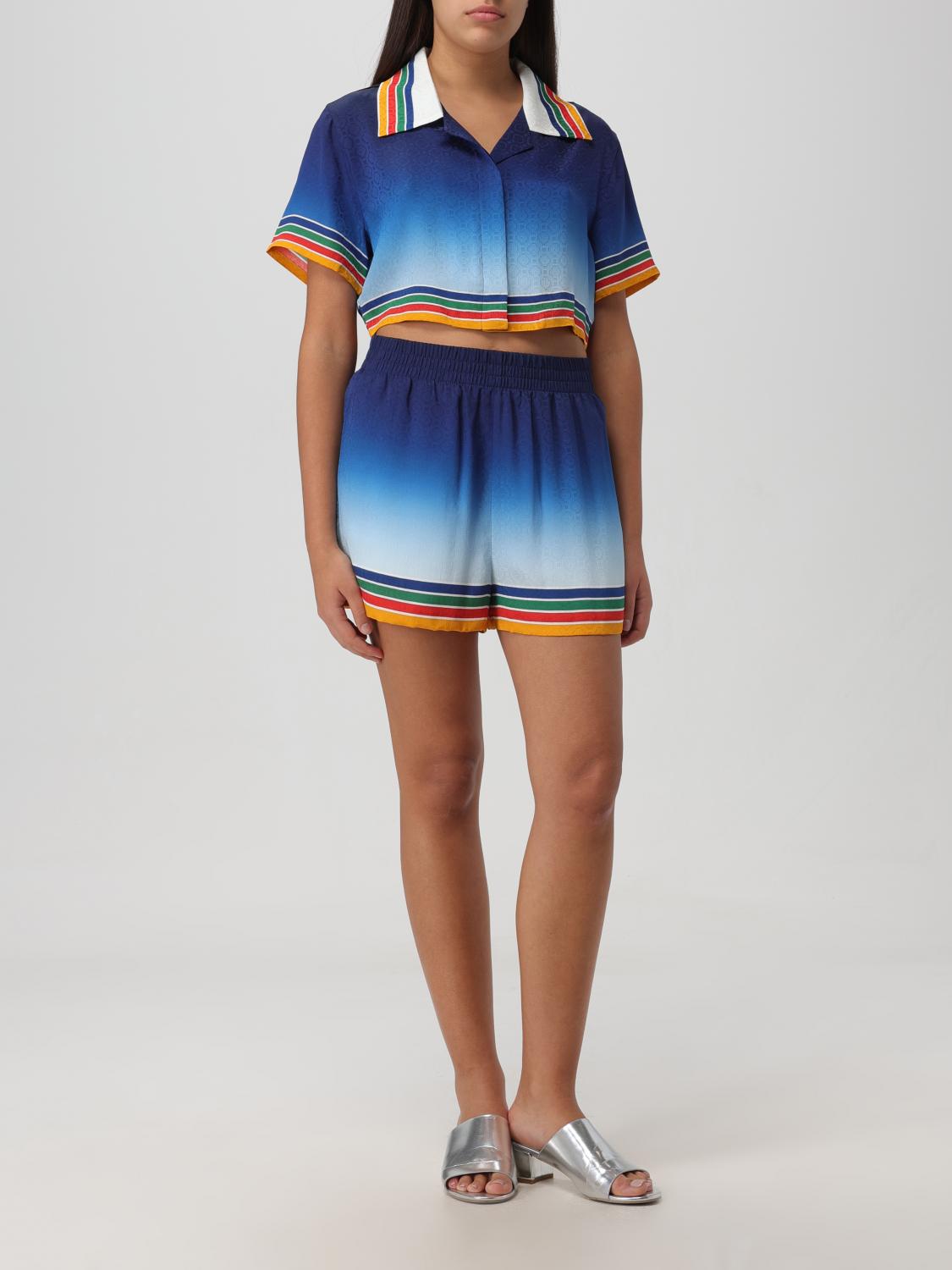 ショートパンツ CASABLANCA Women Straight Pants WF23TR10408 05 blue CASABLANCA: Short woman - Blue | Casablanca short