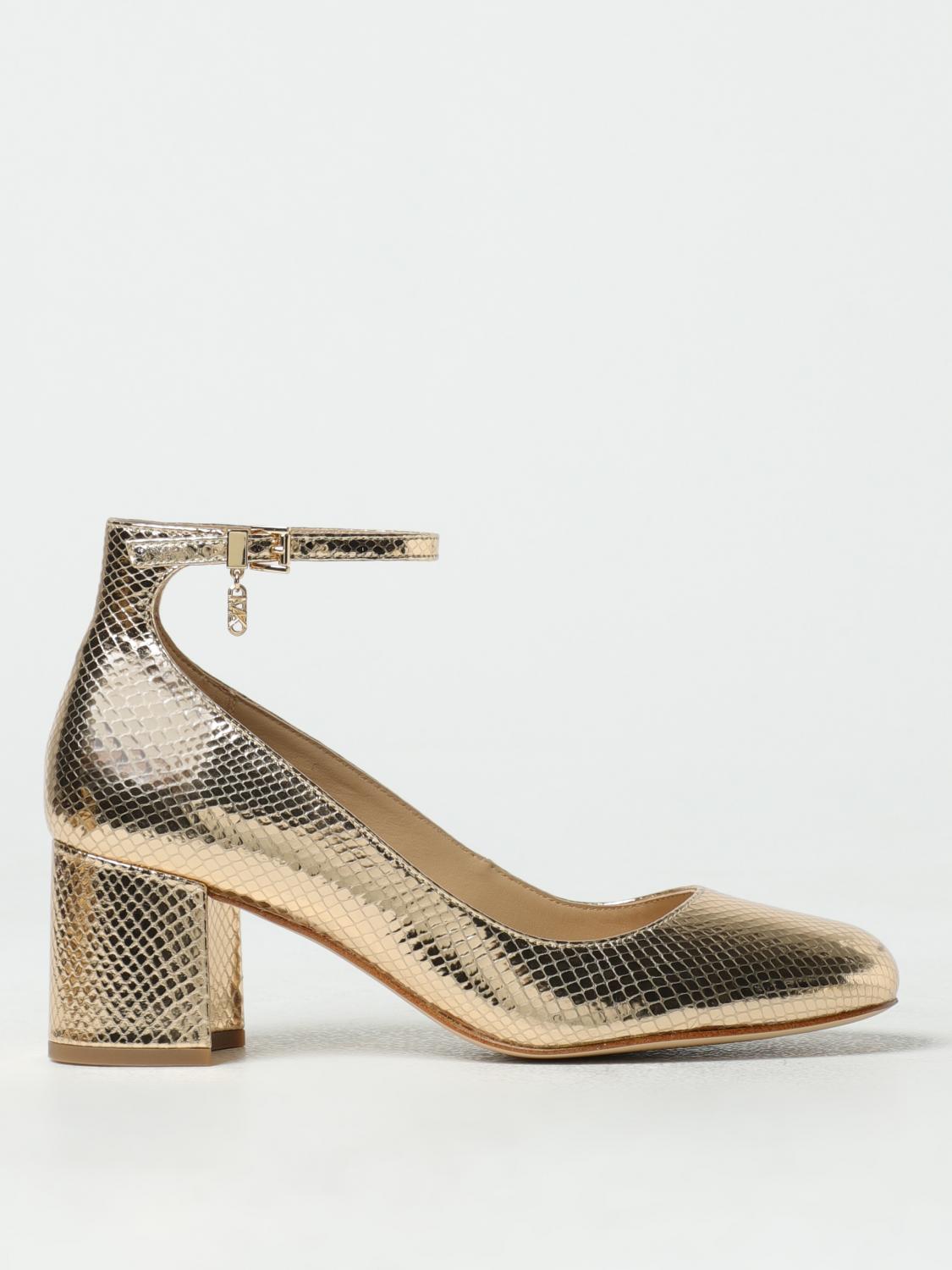 MICHAEL KORS: Perla Pump in laminated leather Gold Michael