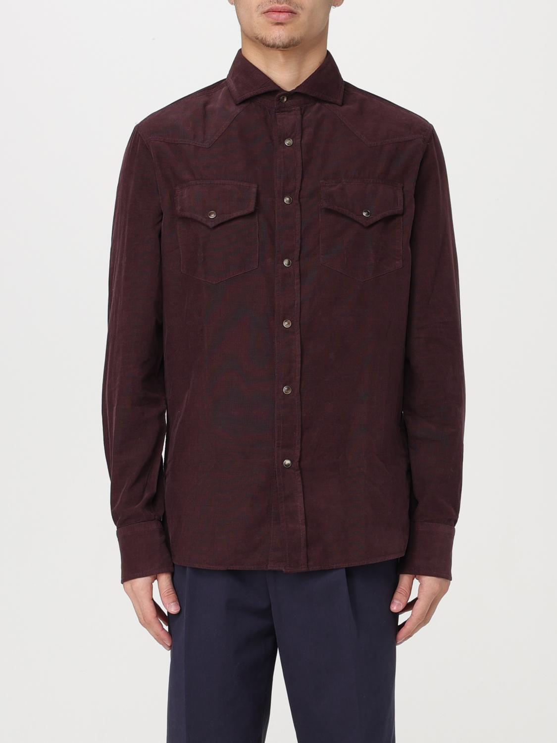 D624-31 イタリア製 BRUNELLO CUCINELLI シャツ Brunello Cucinelli シャツ メンズ - バーガンディー | ML6884008