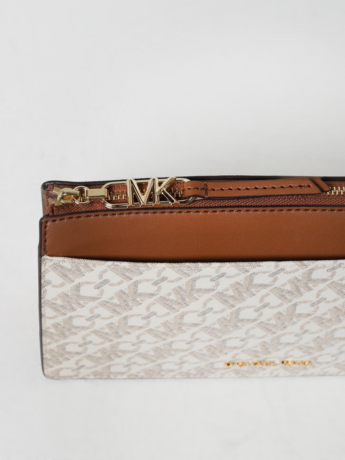 MICHAEL KORS BORSA MINI: Borsa Empire Michael Kors in pelle e tessuto spalmato, Beige - Img 3