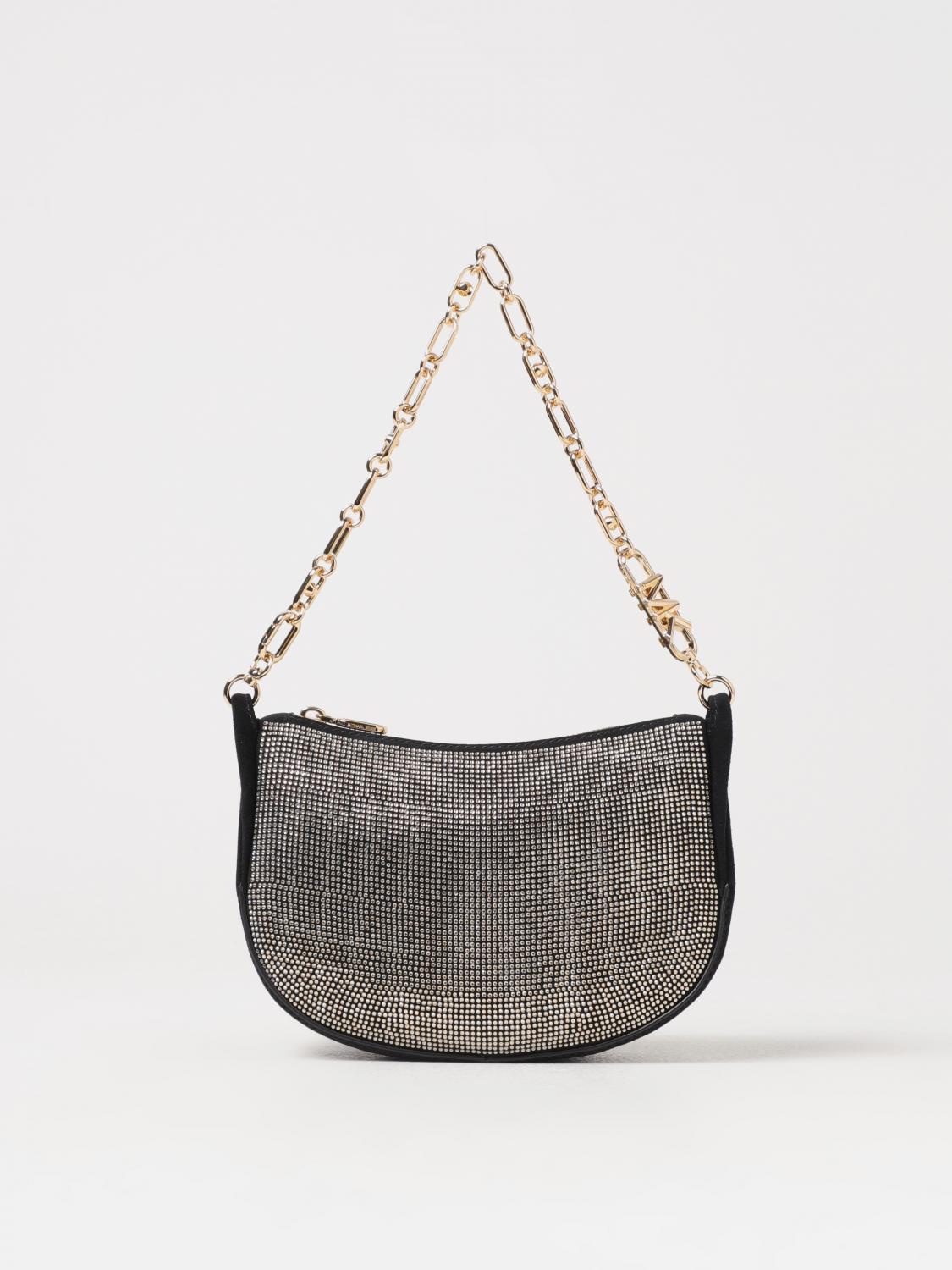 MICHAEL KORS BORSA MINI: Borsa Kendall Michael Kors in camoscio con strass all over, Nero - Img 1