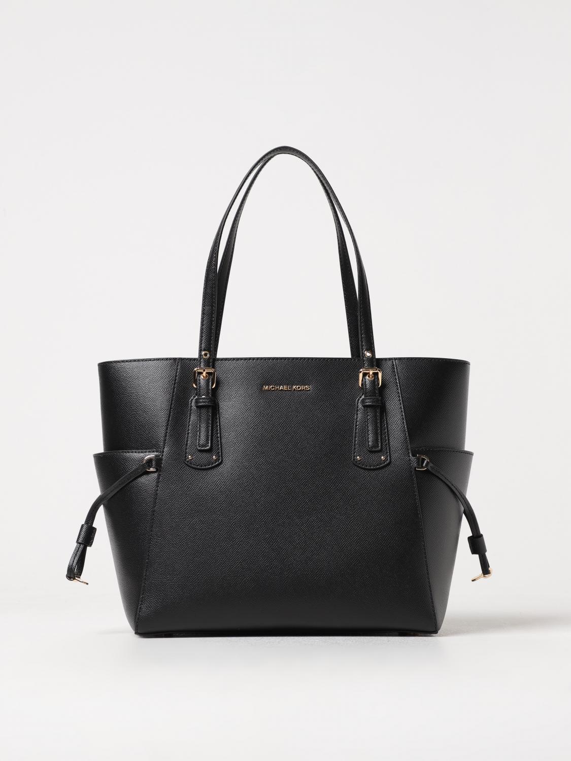 MICHAEL KORS BORSA A SPALLA: Borsa Voyager Michael Kors in pelle a grana, Nero - Img 1
