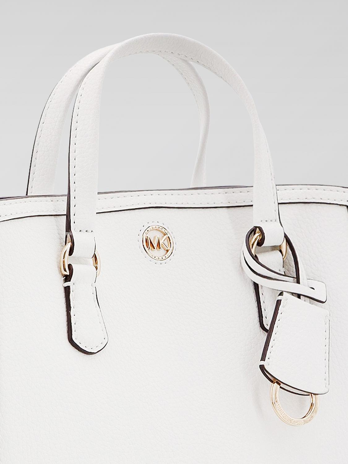 MICHAEL KORS: Chantal grained leather bag - White | Michael Kors