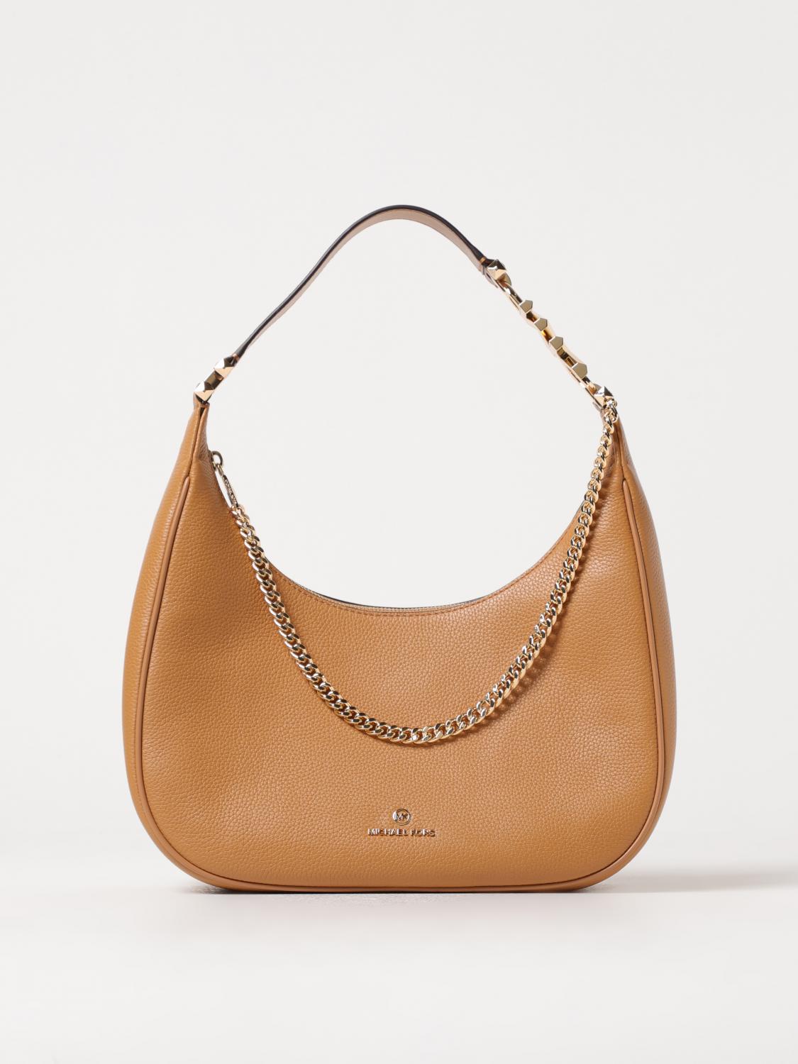 MICHAEL KORS BORSA A SPALLA: Borsa Piper Michael Kors in pelle a grana, Marrone - Img 1