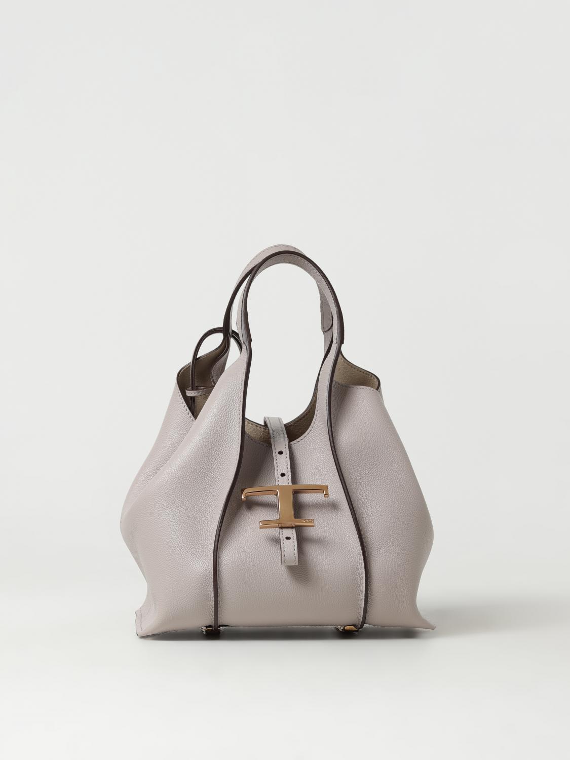 TOD'S BORSA A MANO: Borsa T Timeless Tod's in pelle a grana, Grigio - Img 1