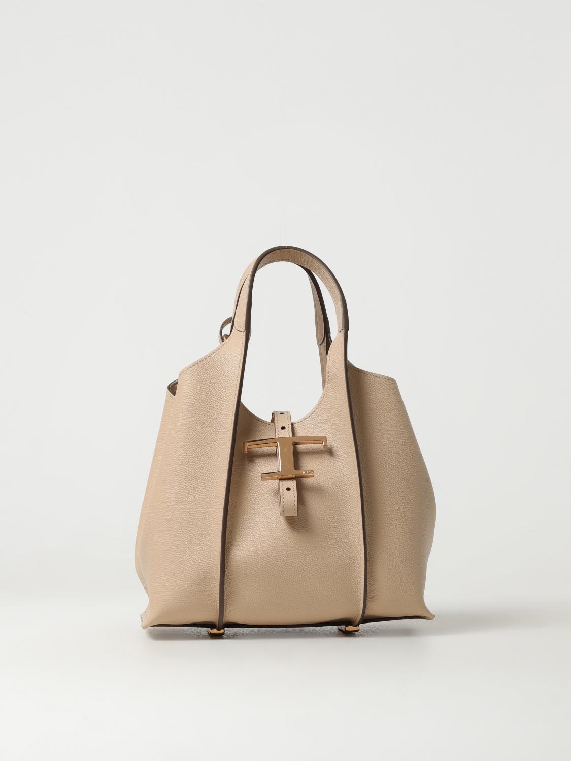 TOD'S BORSA A MANO: Borsa T Timeless Tod's in pelle a grana, Sabbia - Img 1