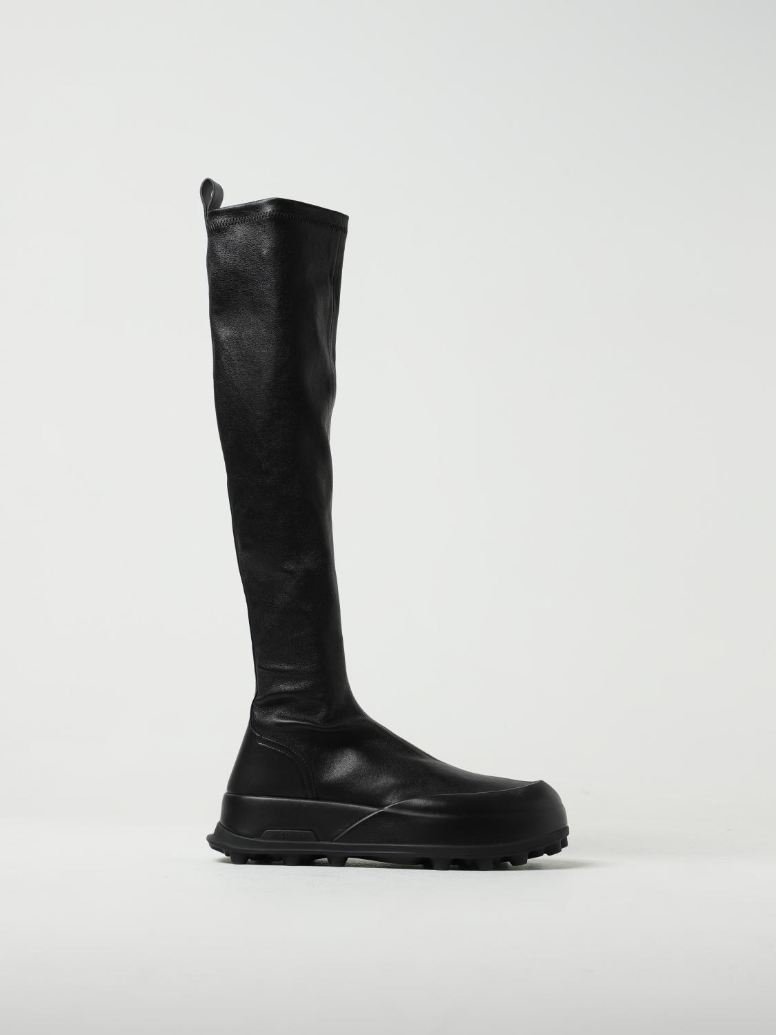 JIL SANDER: Stivale platform in pelle Nero Stivali Jil Sander