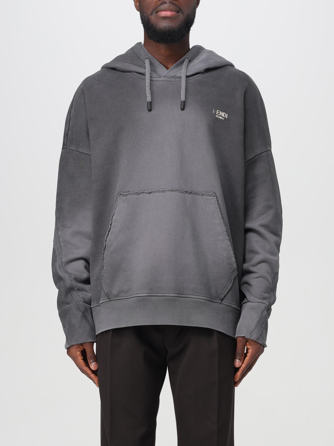 FENDI: Felpa in spugna di cotone Nero Felpa Fendi FY1253APM7