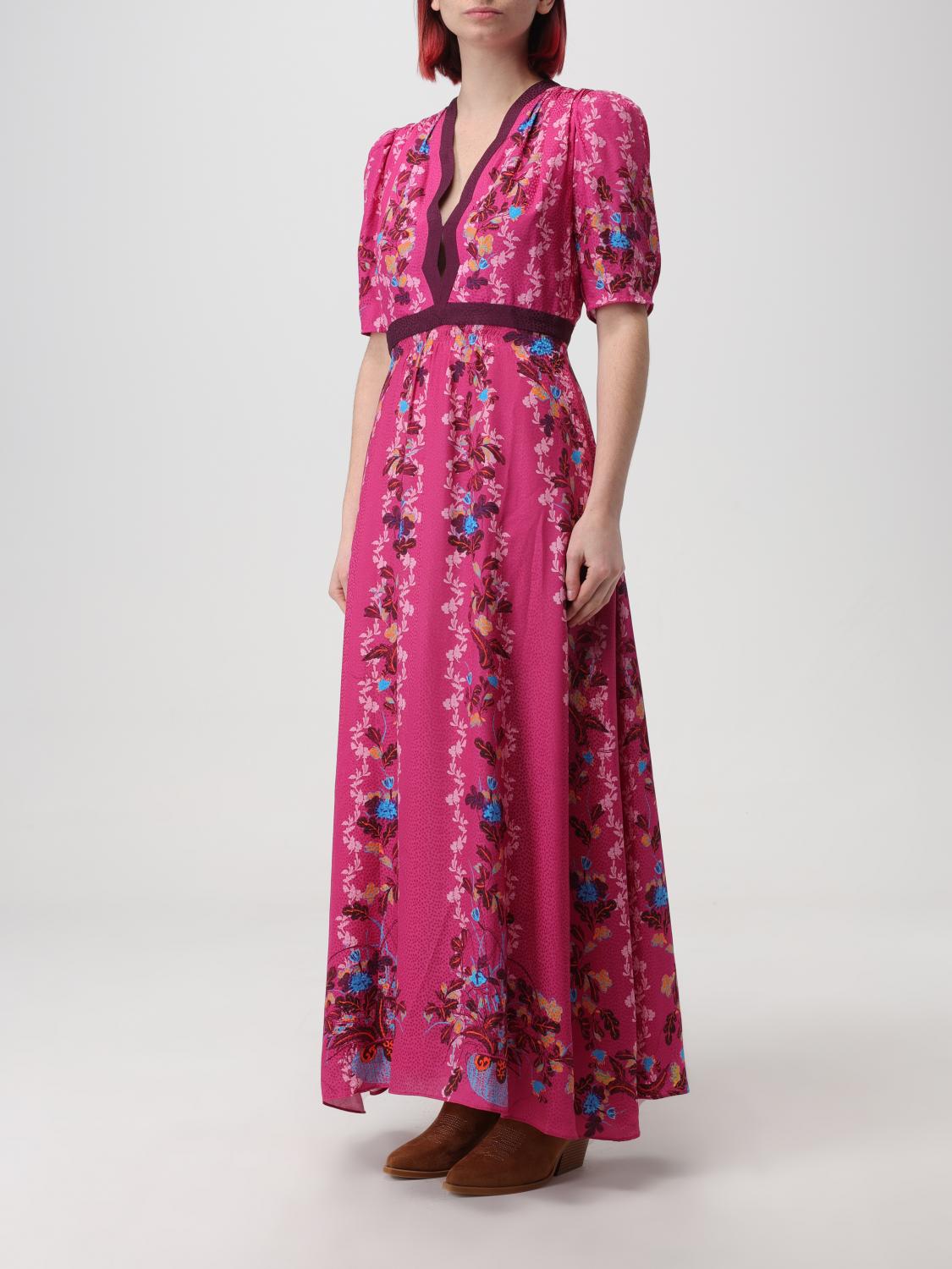 strapless open back dress Saloni Black Pink & Green Floral Laced Size 4 (S) Dress