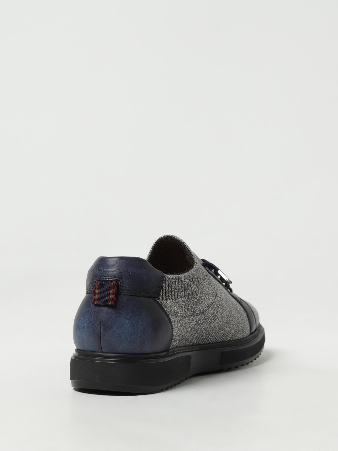 美品、MORESCHI MORESCHI: knit and leather sneakers - Grey | Moreschi