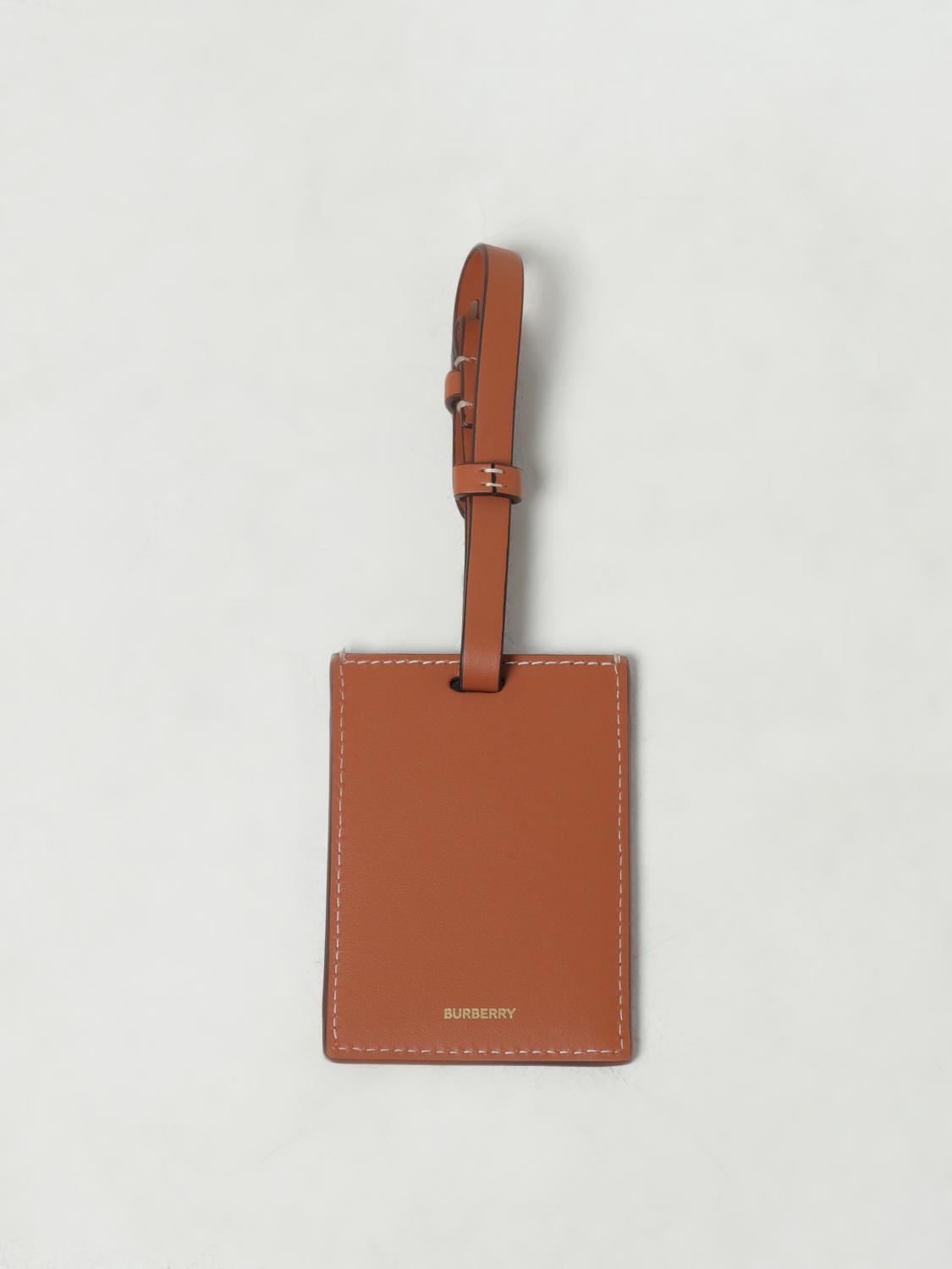 BURBERRY KEY CHAIN: Burberry coated cotton and leather address plate, Beige - Img 2