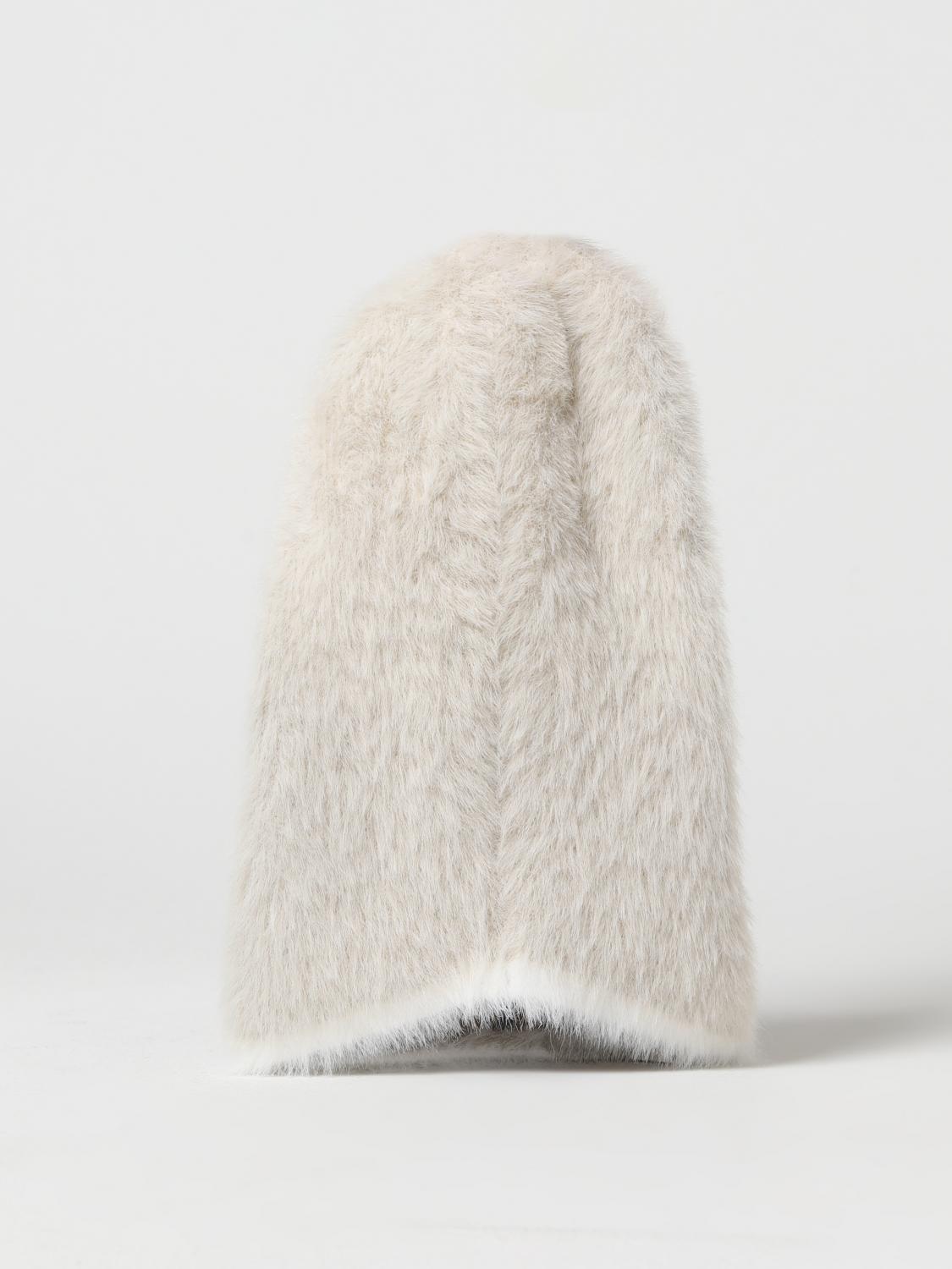 JACQUEMUS CAPPELLO: Balaclava Le Cagoule Jacquemus in tessuto furry con logo ricamato, Bianco - Img 3