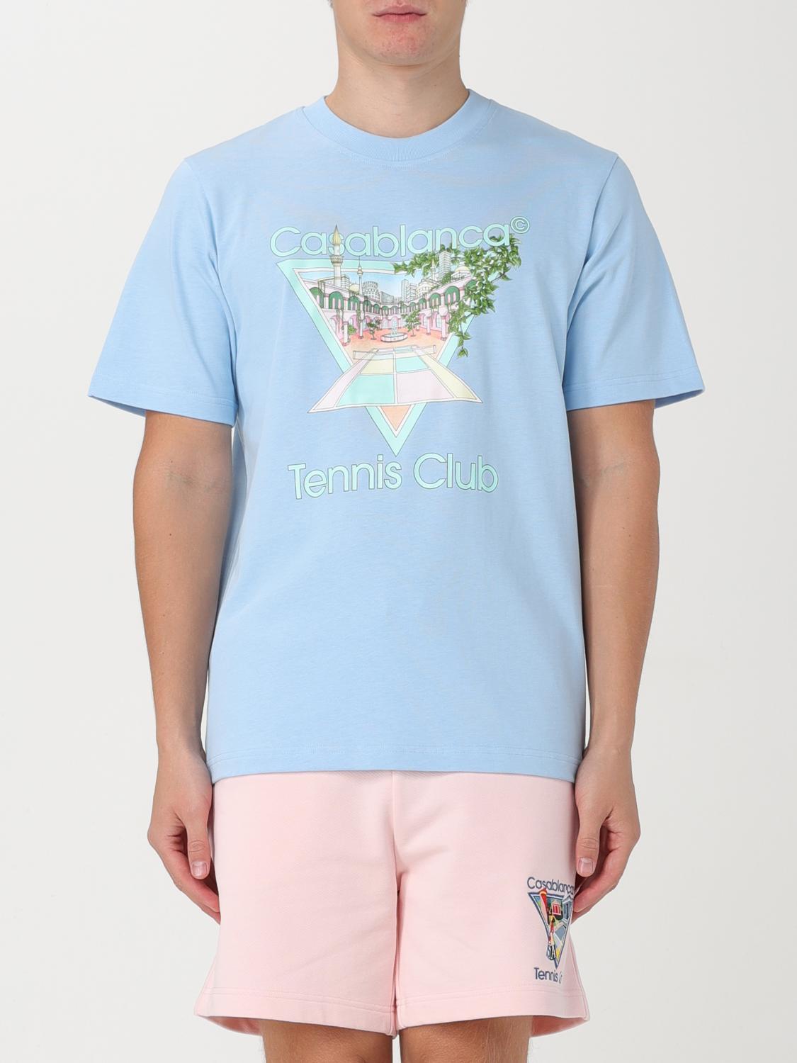 [CASABLANCA]ライトブルーのコットンTシャツ Casablanca light blue cotton t-shirt – Daniello.com