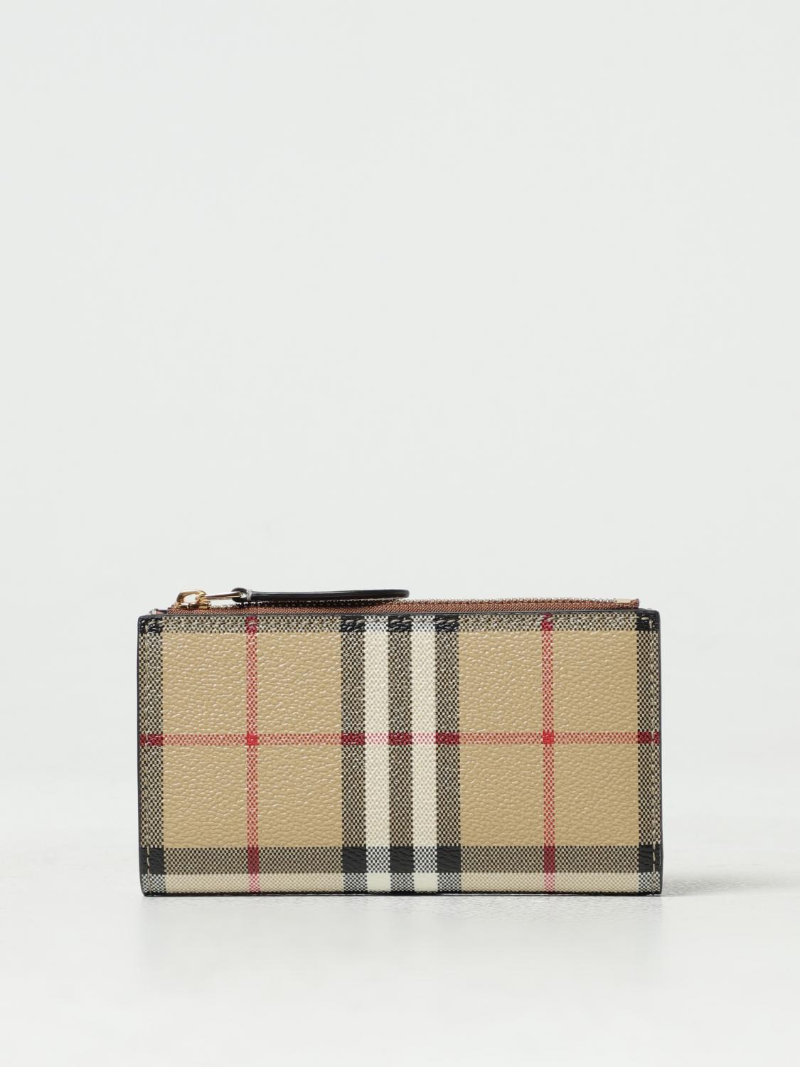 BURBERRY WALLET: Burberry check coated cotton wallet, Beige - Img 1