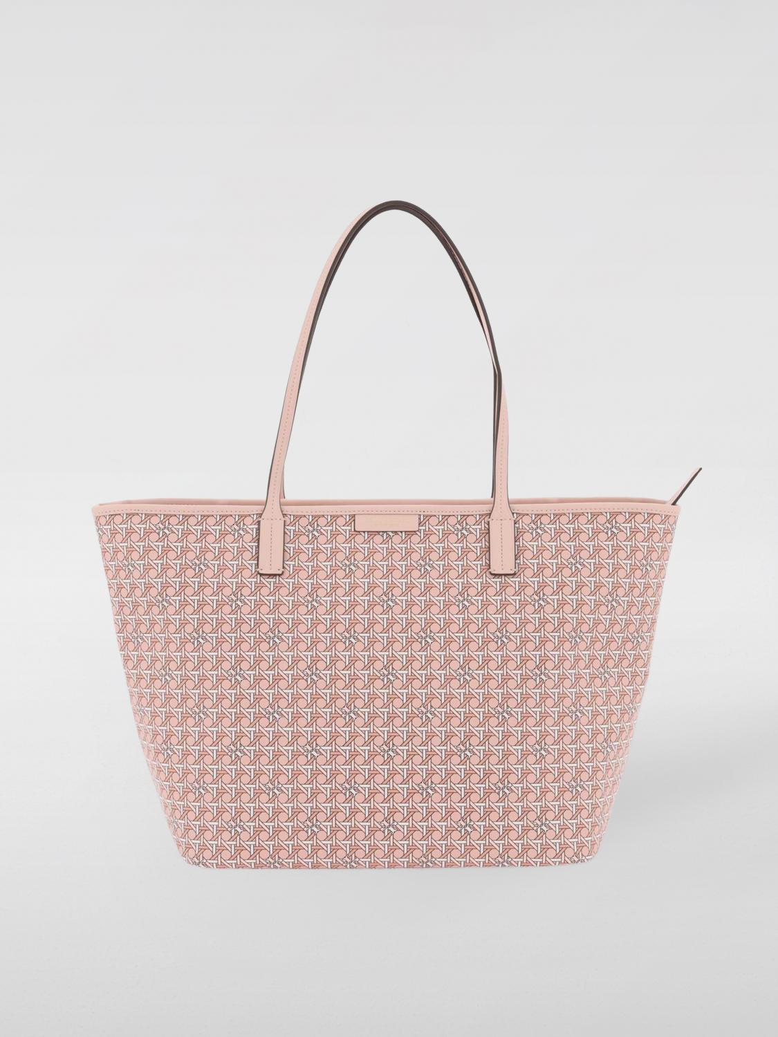 TORY BURCH TOTE BAG: Tory Burch Ever-Ready coated cotton bag with all-over monogram, Pink - Img 1