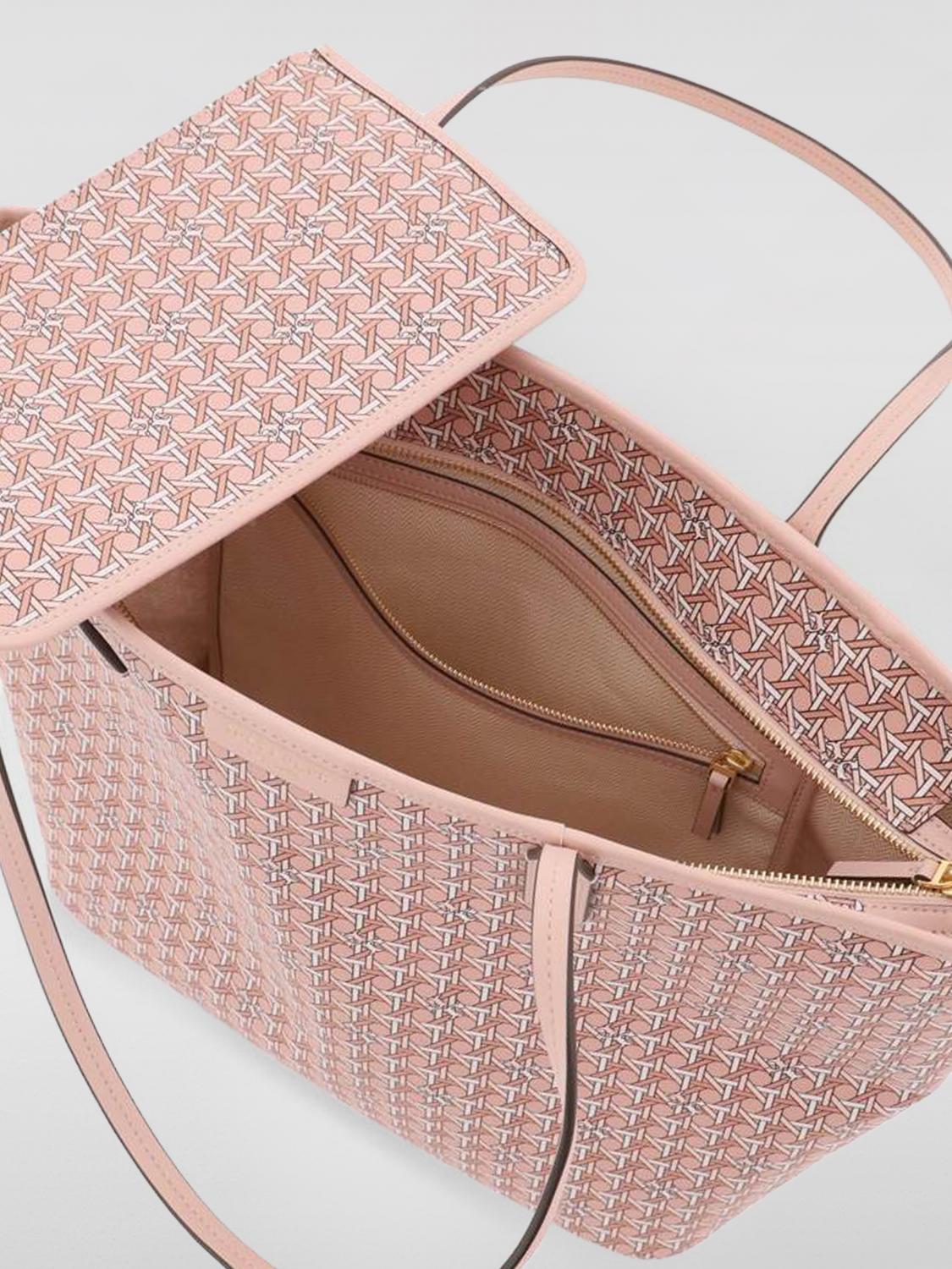 TORY BURCH TOTE BAG: Tory Burch Ever-Ready coated cotton bag with all-over monogram, Pink - Img 4