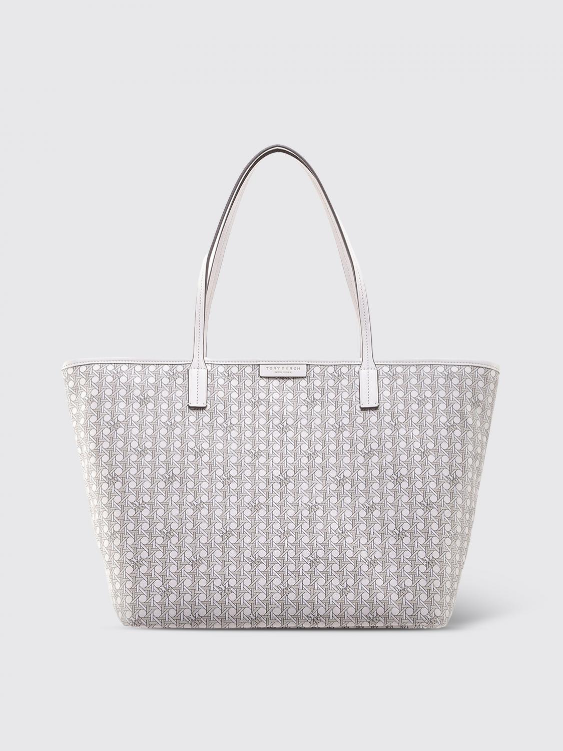 TORY BURCH TOTE BAG: Tory Burch Ever-Ready coated cotton bag with all-over monogram, Beige - Img 1