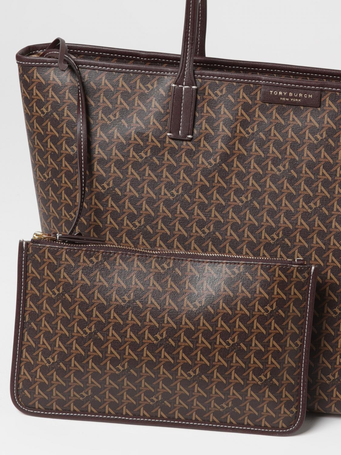 TORY BURCH TOTE BAG: Tory Burch Ever-Ready coated cotton bag with all-over monogram, Brown - Img 3