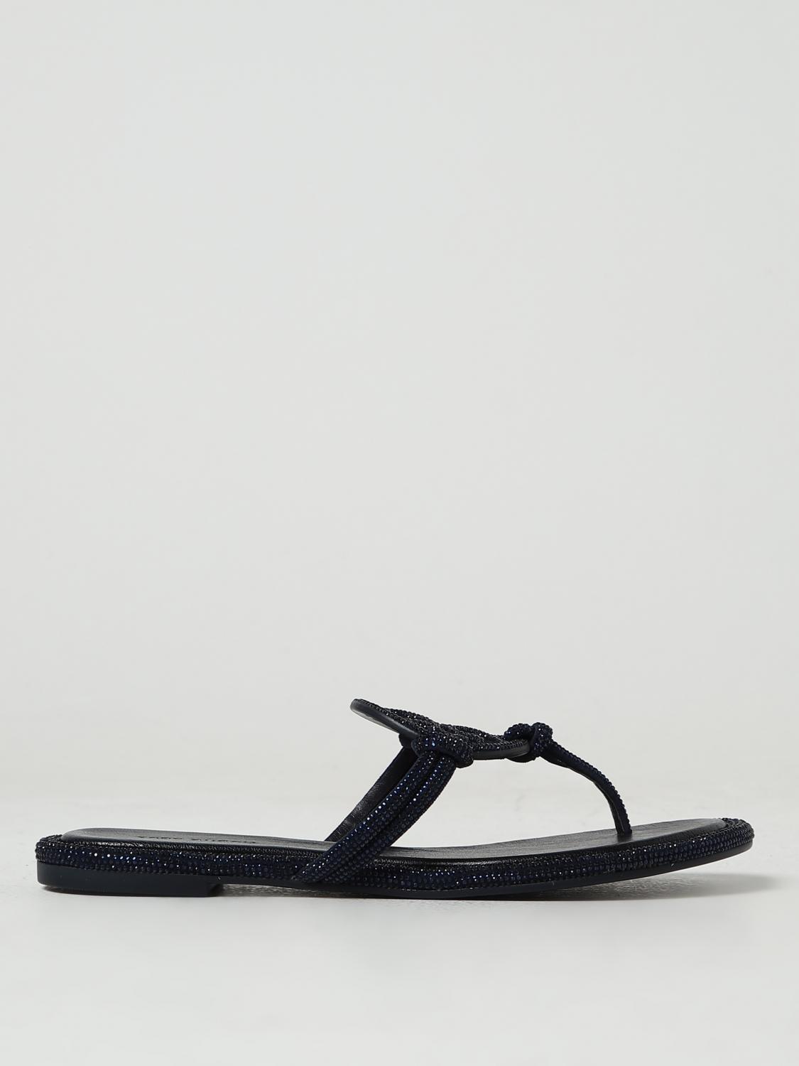 TORY BURCH SANDALI CON TACCO: Infradito Miller Tory Burch in camoscio con strass, Blue - Img 1