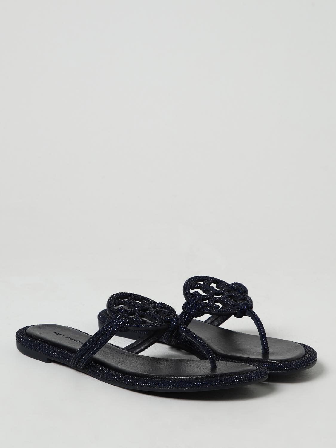 TORY BURCH SANDALI CON TACCO: Infradito Miller Tory Burch in camoscio con strass, Blue - Img 2
