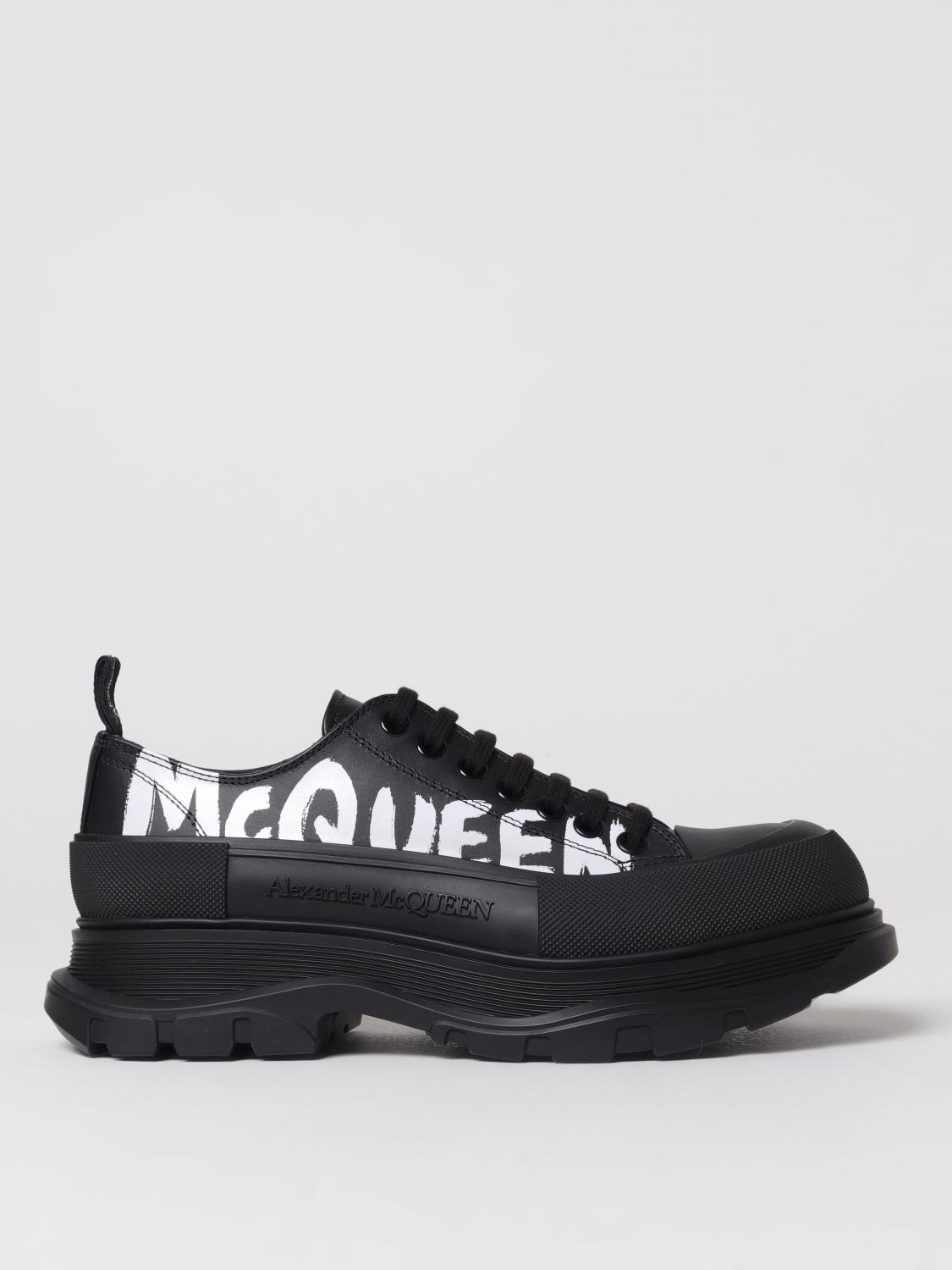 MCQUEEN SNEAKERS: McQueen Tread Slick Graffiti sneakers in nappa leather, Black - Img 1