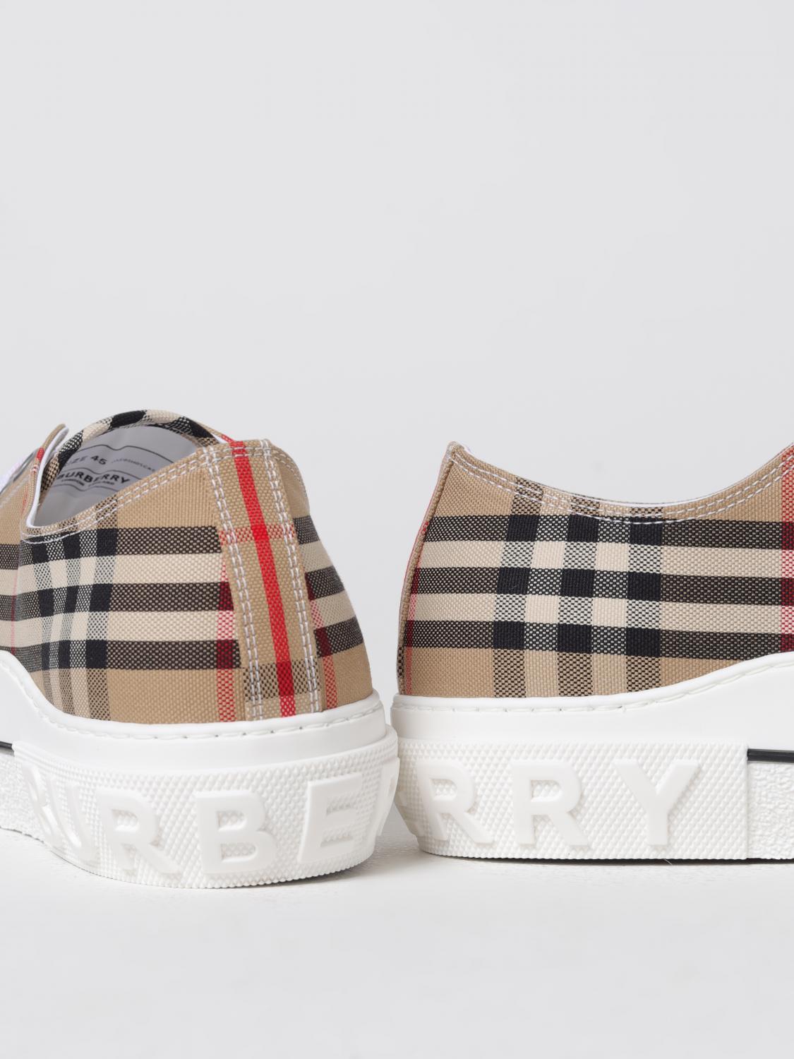 BURBERRY SNEAKERS: Sneakers Jack Burberry in canvas check e gomma, Beige - Img 4