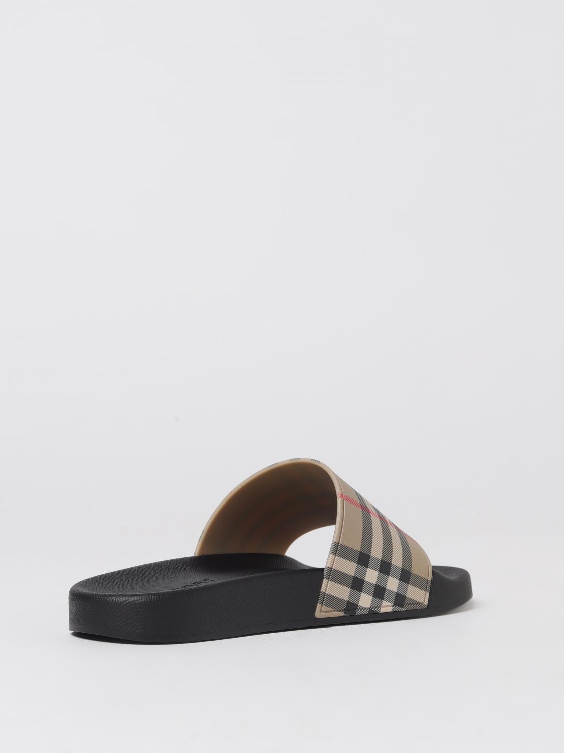 BURBERRY SANDALS: Burberry Furley Check Rubber Sliders, Beige - Img 3